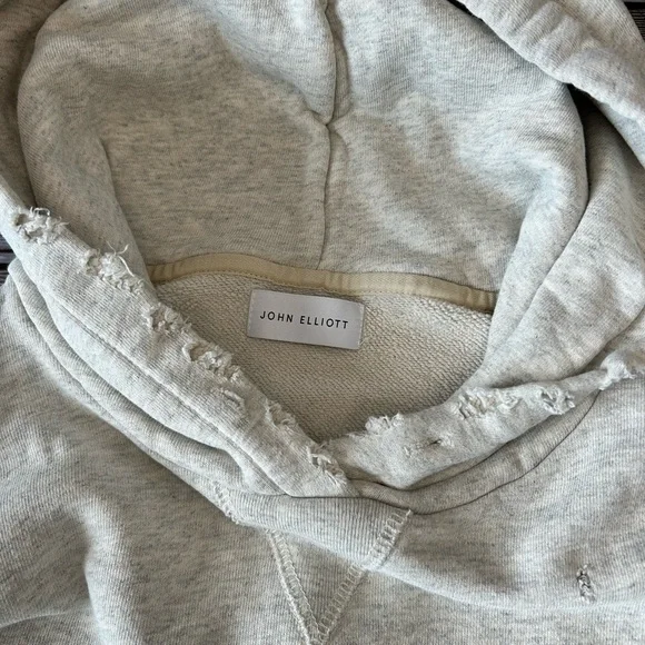 John Elliott Gray hooded Sweatshirt Soft Relaxed Fit - Picture 5 of 10